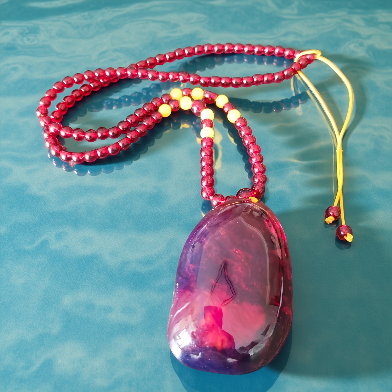 Unisex Vintage Wax Block Pendant Necklace, Sweater Chain